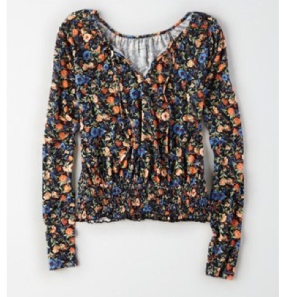 American Eagle Smocked Bottom Top